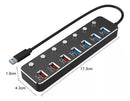 Hub 7 Portas USB 3.0 Suporte Notebook Chave Individual PD