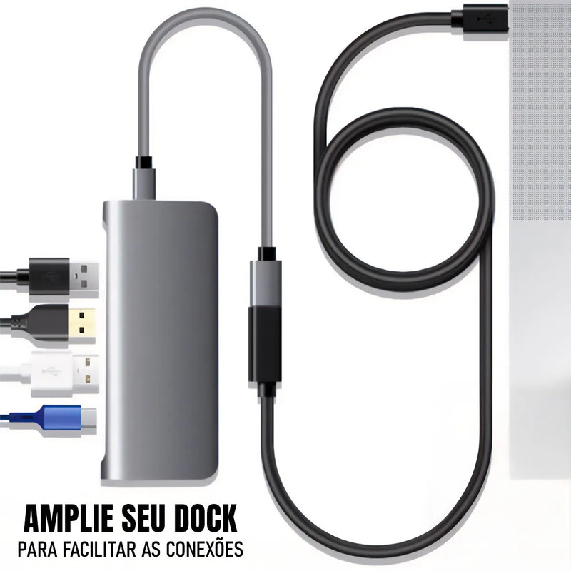 Cabo Extensor USB-C 3 Dorn - 10Gbps, Carregamento 100W e Vídeo 4K@60Hz
