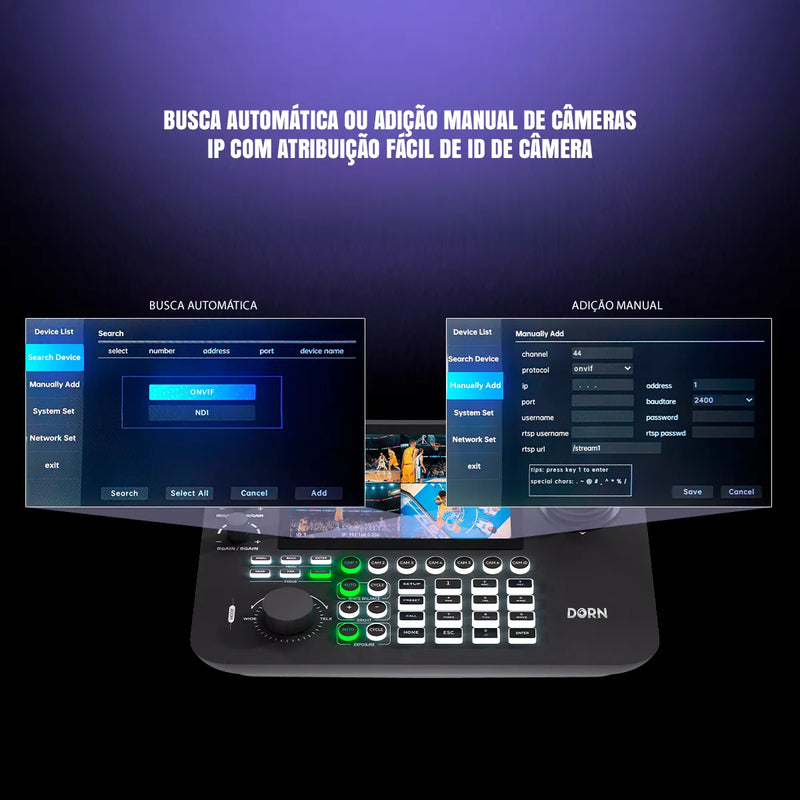 Mesa Controladora Dorn PTZ-IP Para Câmeras PTZ