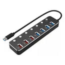 Hub USB 3.0 7 em 1 Dorn - Dock Station com Interruptores Individuais e Carregamento Rápido