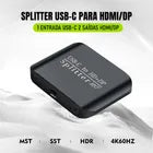 Splitter USB-C para HDMI + DP 4K Dorn - Adaptador Duplo, 4K@60Hz, Modos MST/SST, Plug & Play