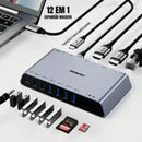 Docking Station Dorn DisplayLink 12 em 1 - 2x HDMI, Gigabit Ethernet, 4x USB 3.0 e PD 45W