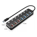 Hub USB 3.0 7 em 1 Dorn - Dock Station com Interruptores Individuais e Carregamento Rápido