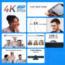 Webcam Dorn C 4K E-PTZ All-in-One: Rastreamento IA, Sensor IMX e Controle