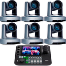 Kit 6 Câmeras Robóticas Ptz 4k 20x IA Dorn Hdmi Usb SDI NdiHX2 POE + Controladora PTZ Multiview + 6 Suportes de Parede