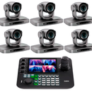Kit 6 Câmeras Robóticas Ptz 4k 30x IA Dorn Hdmi Usb SDI NdiHX2 POE + Controladora PTZ Multiview + 6 Suportes de Parede