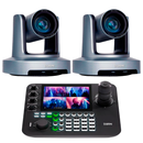 Kit 2 Câmeras Robóticas Ptz 4k 20x IA Dorn Hdmi Usb SDI NdiHX2 POE + Controladora PTZ Multiview + 2 Suportes de Parede