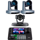 Kit 3 Câmeras Robóticas Ptz 4k 20x e 30x IA Dorn Hdmi Usb SDI NdiHX2 POE + Controladora PTZ Multiview + 3 Suportes de Parede